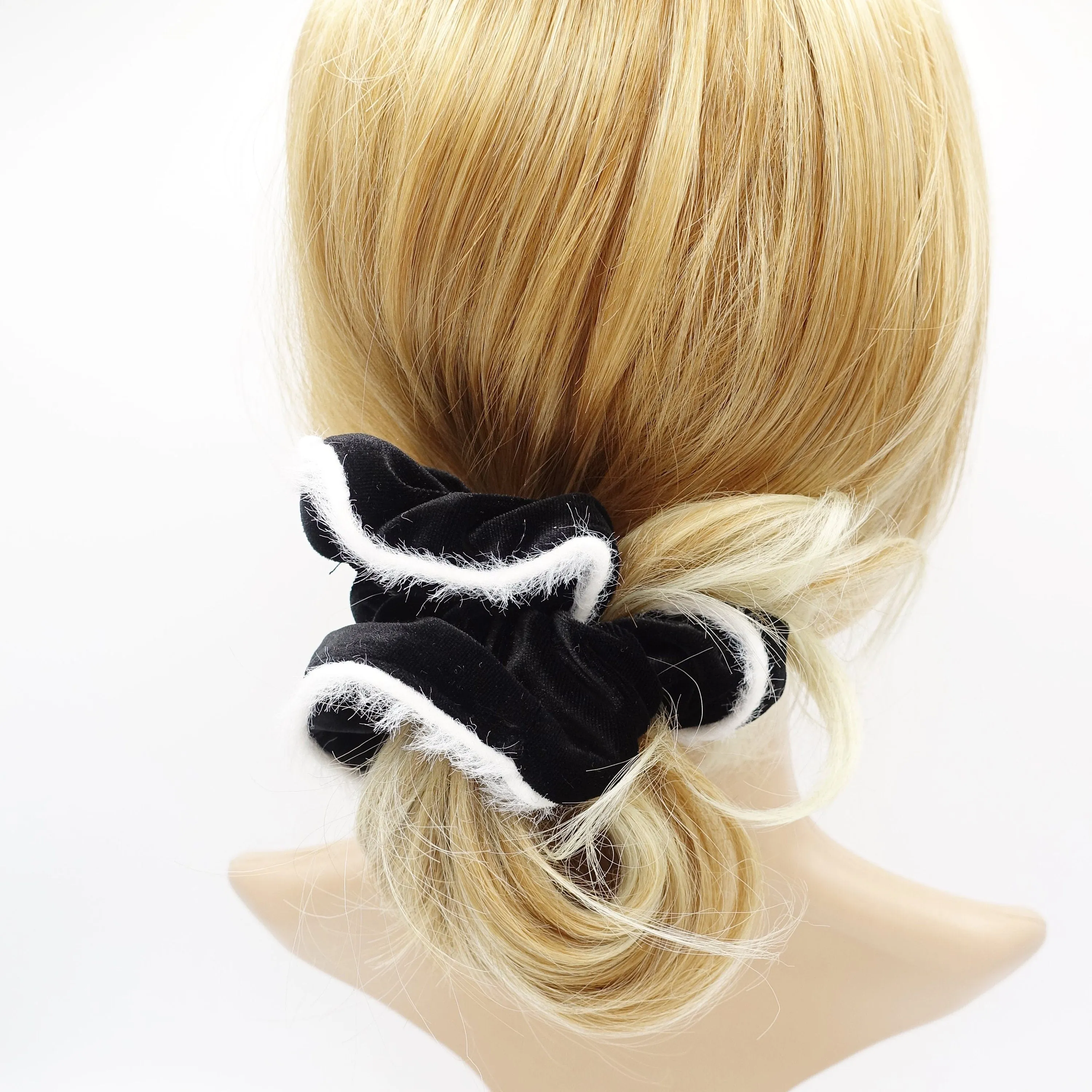 fabric fur trim velvet scrunchies cute hair elastic for women