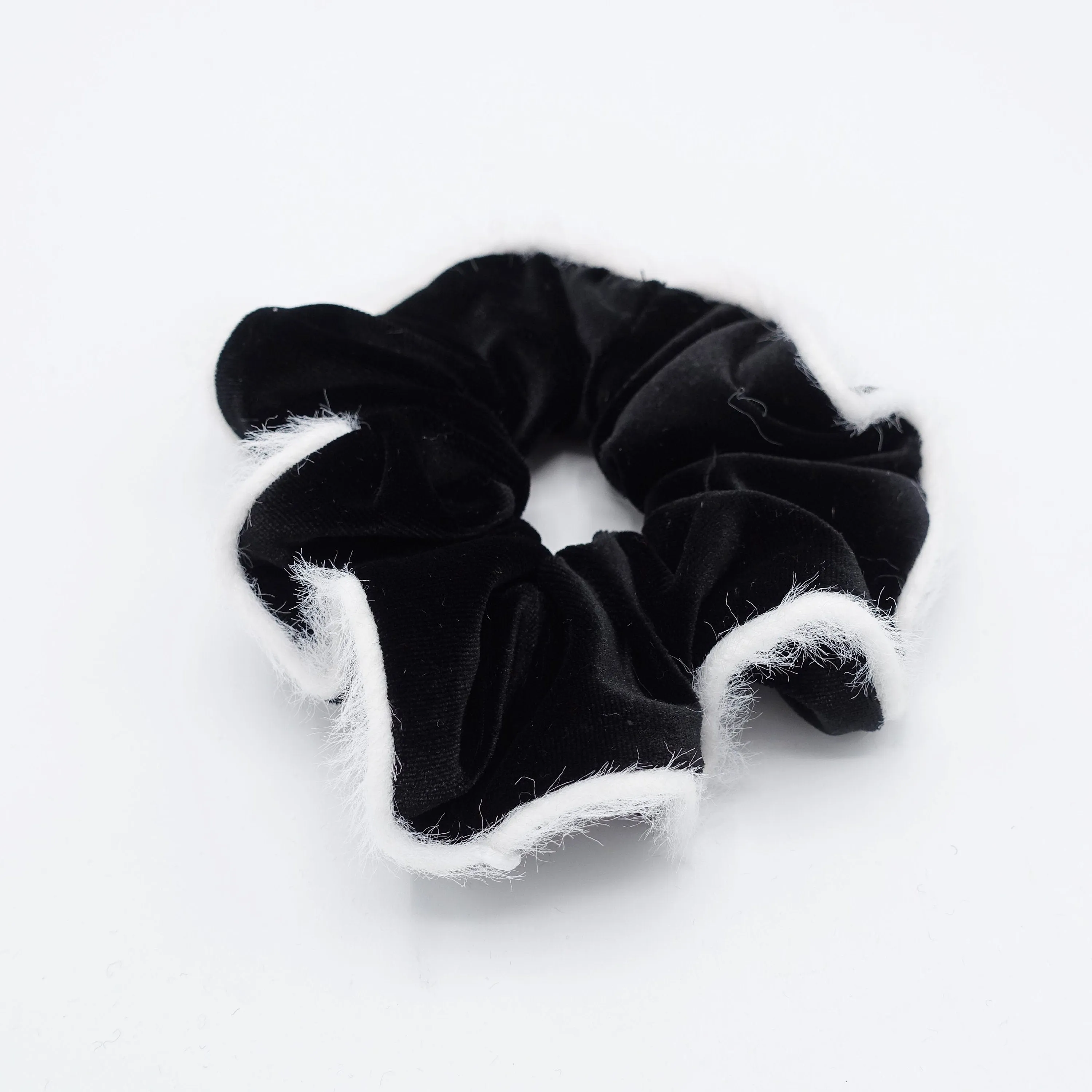 fabric fur trim velvet scrunchies cute hair elastic for women