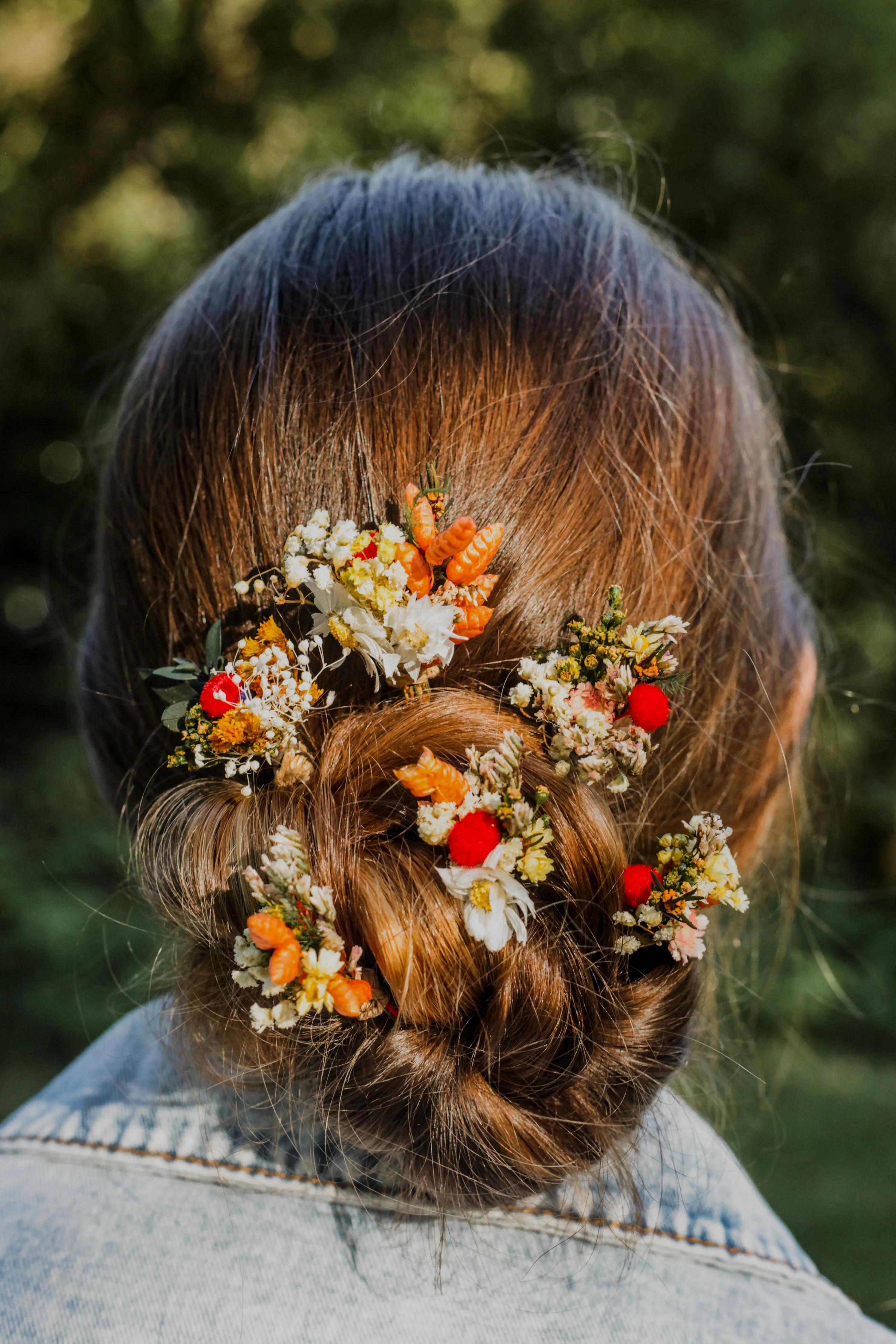 Fall preserved flower hairpins