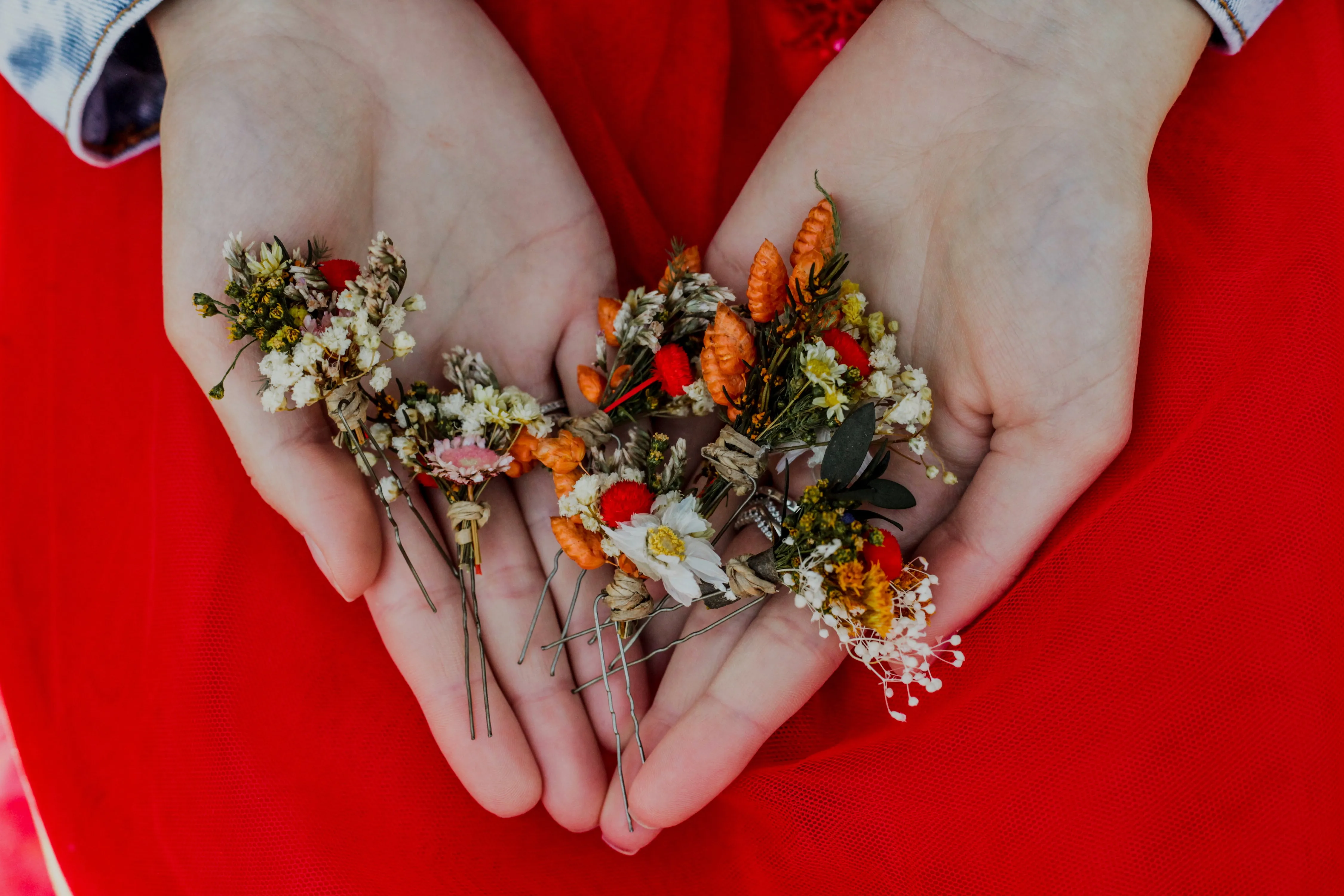 Fall preserved flower hairpins