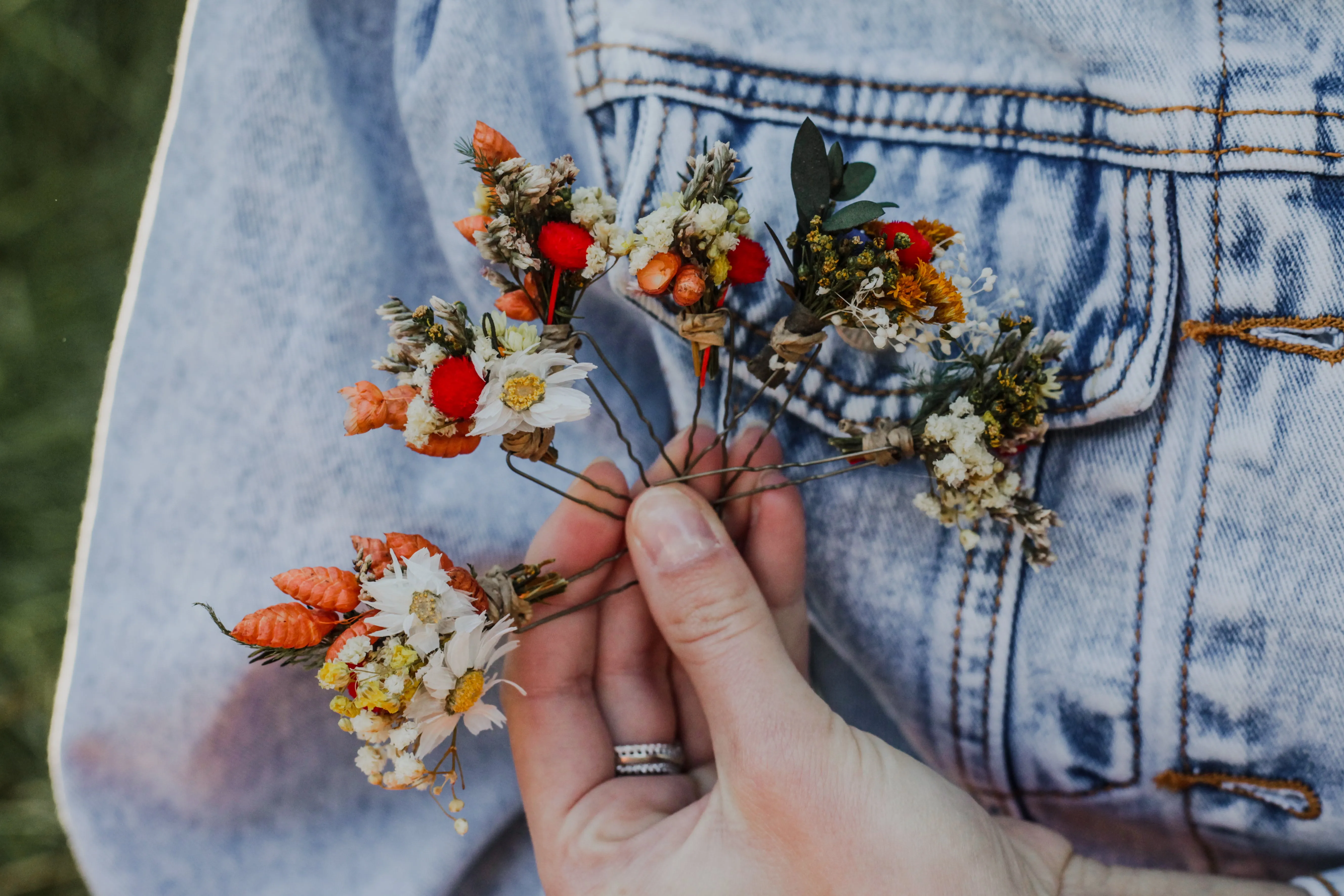 Fall preserved flower hairpins