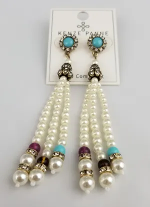 Faux-pearl and decorative bead earrings