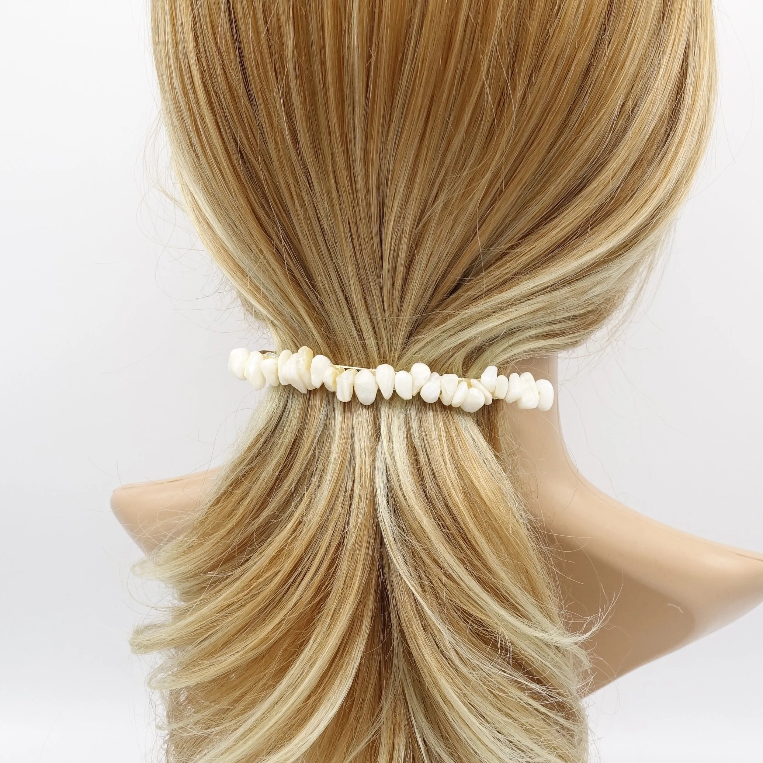 faux pearl beaded hair barrette for women