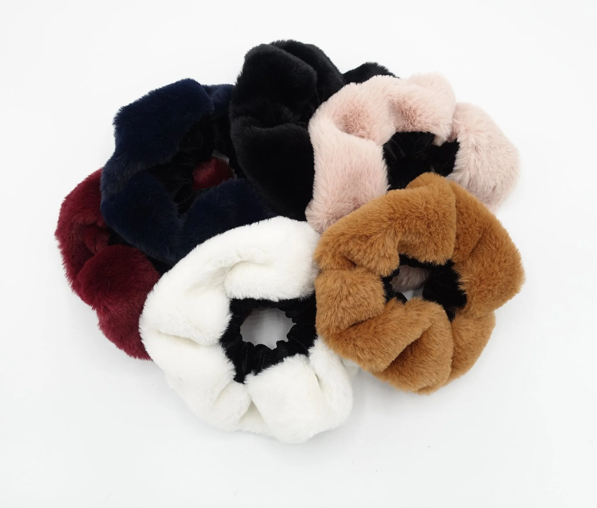 fur velvet scrunchies two tone scrunchie stylish hair elastic women accessory