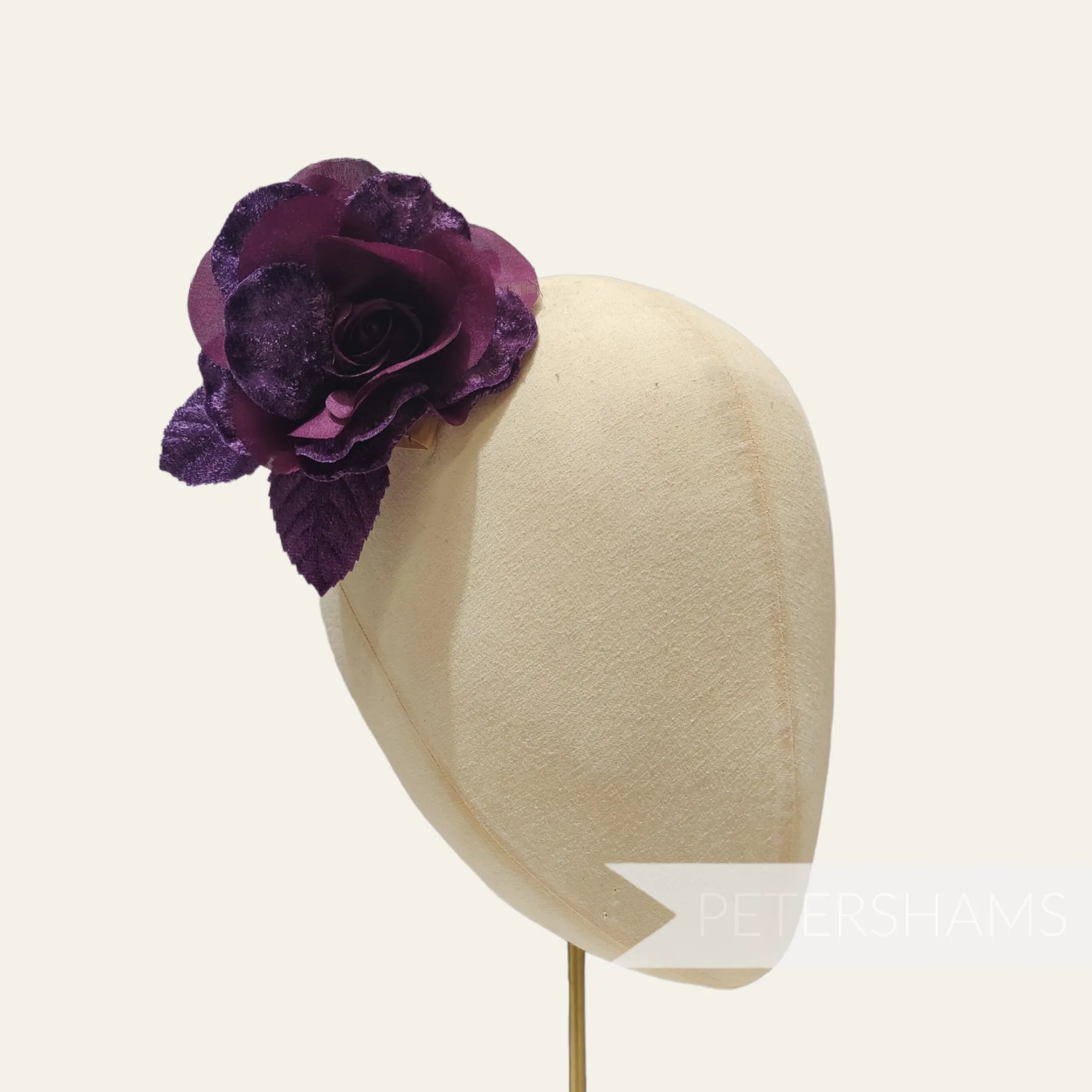 'Giavanna' 10cm Silk and Velvet Rose Flower Hat Mount