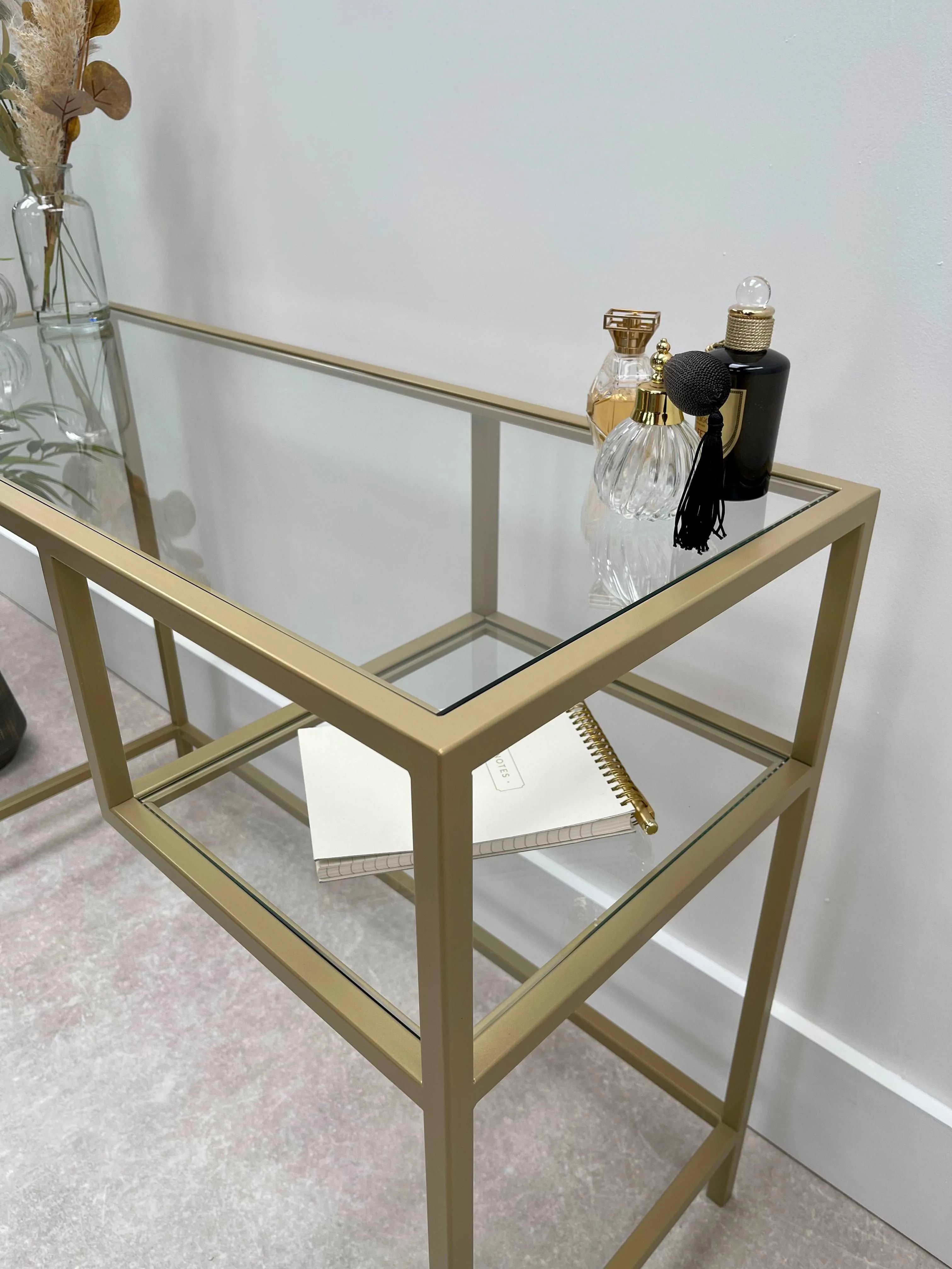 Glass Metal Dressing Table Gold