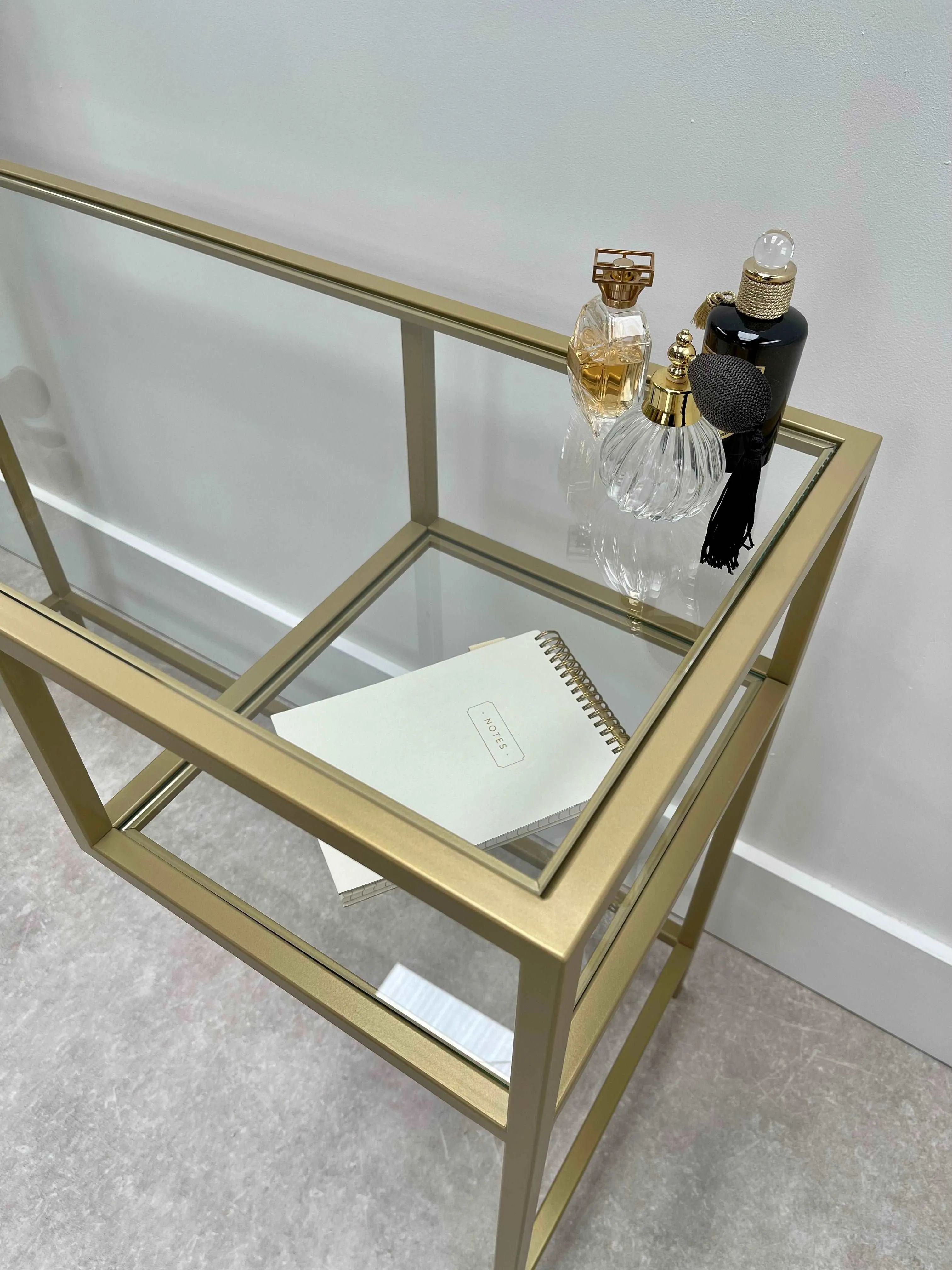 Glass Metal Dressing Table Gold