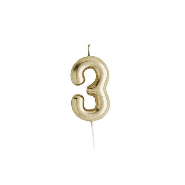 Gold Number 3 Candle