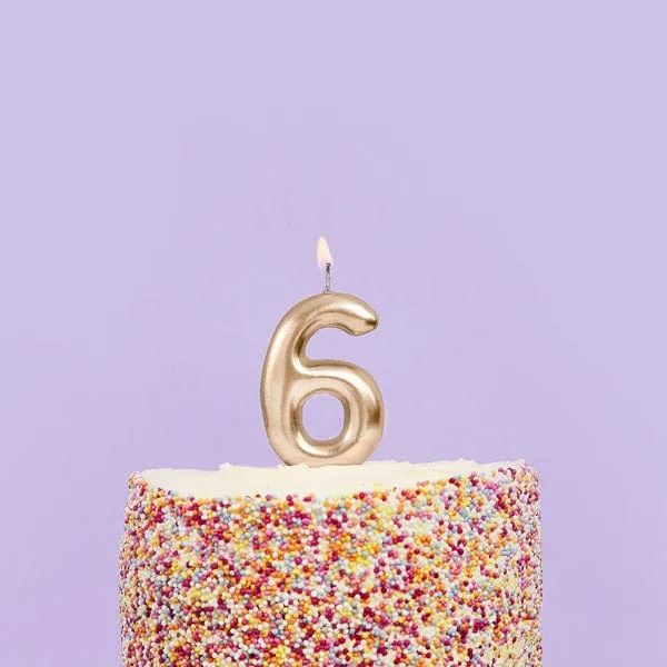 Gold Number 6 Candle