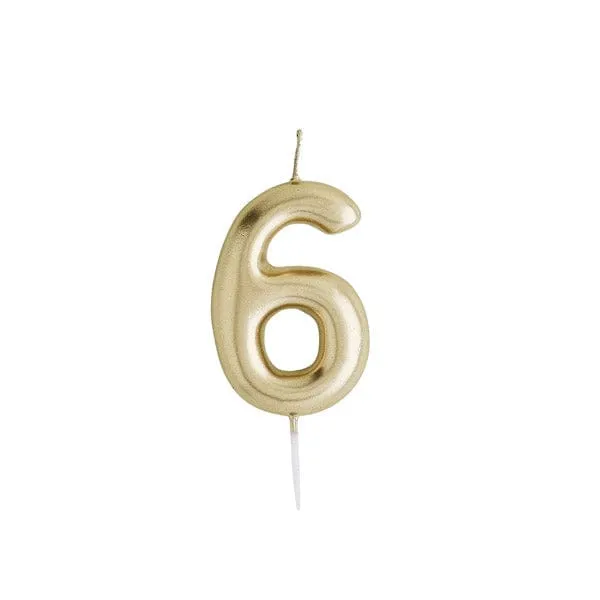 Gold Number 6 Candle