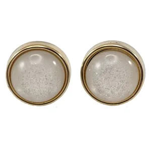 Gold Rimmed Glittery Pearl Studs Hypoallergenic Earrings for Sensitive Ears Made with Plastic Posts