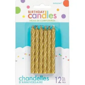 Gold Spiral Candles | 12 ct