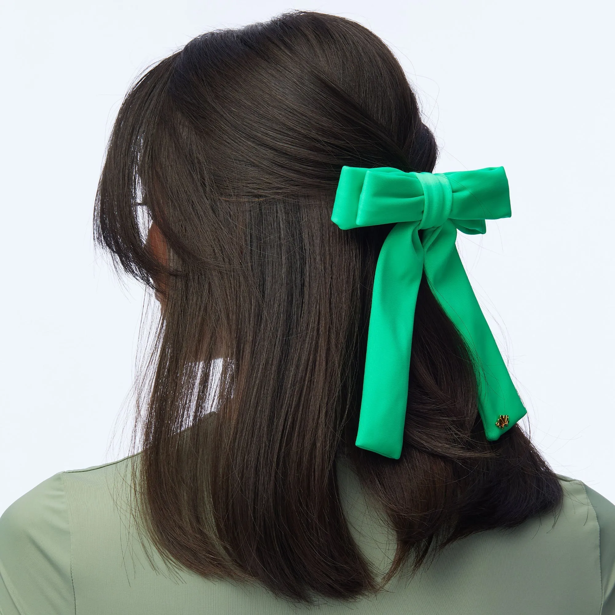 GRASS GREEN NEOPRENE ANTOINETTE BOW BARRETTE