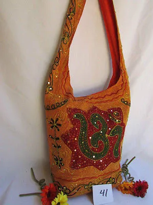 Green Orange Brown Cross Body Messenger Hand Fabric India Sign