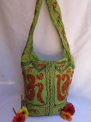 Green Orange Brown Cross Body Messenger Hand Fabric India Sign