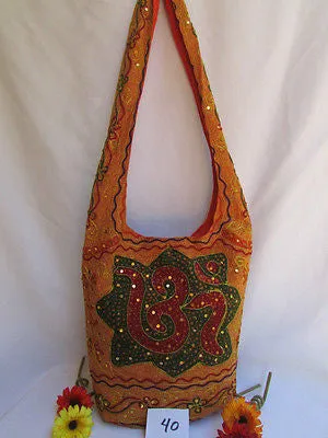 Green Orange Brown Cross Body Messenger Hand Fabric India Sign