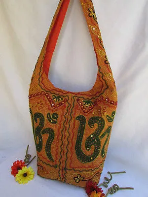 Green Orange Brown Cross Body Messenger Hand Fabric India Sign