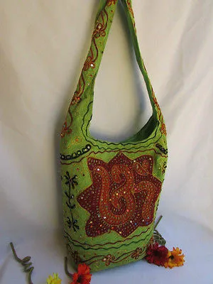 Green Orange Brown Cross Body Messenger Hand Fabric India Sign