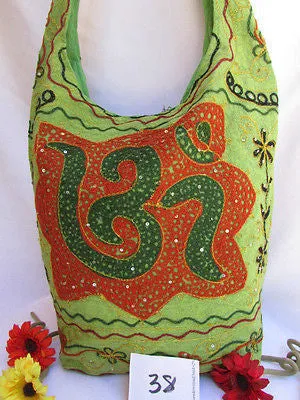 Green Orange Brown Cross Body Messenger Hand Fabric India Sign