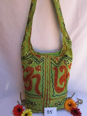 Green Orange Brown Cross Body Messenger Hand Fabric India Sign