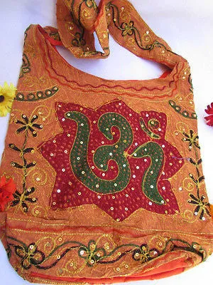 Green Orange Brown Cross Body Messenger Hand Fabric India Sign