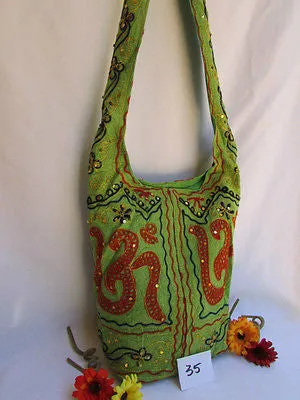 Green Orange Brown Cross Body Messenger Hand Fabric India Sign