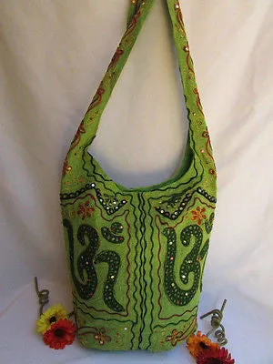 Green Orange Brown Cross Body Messenger Hand Fabric India Sign