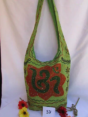 Green Orange Brown Cross Body Messenger Hand Fabric India Sign