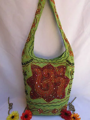 Green Orange Brown Cross Body Messenger Hand Fabric India Sign