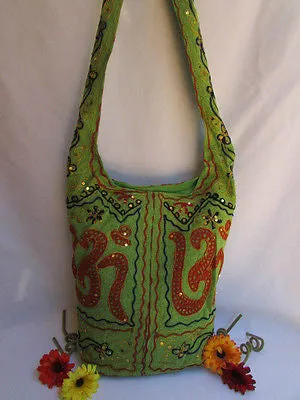 Green Orange Brown Cross Body Messenger Hand Fabric India Sign