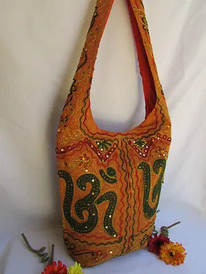 Green Orange Brown Cross Body Messenger Hand Fabric India Sign