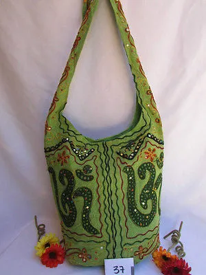 Green Orange Brown Cross Body Messenger Hand Fabric India Sign