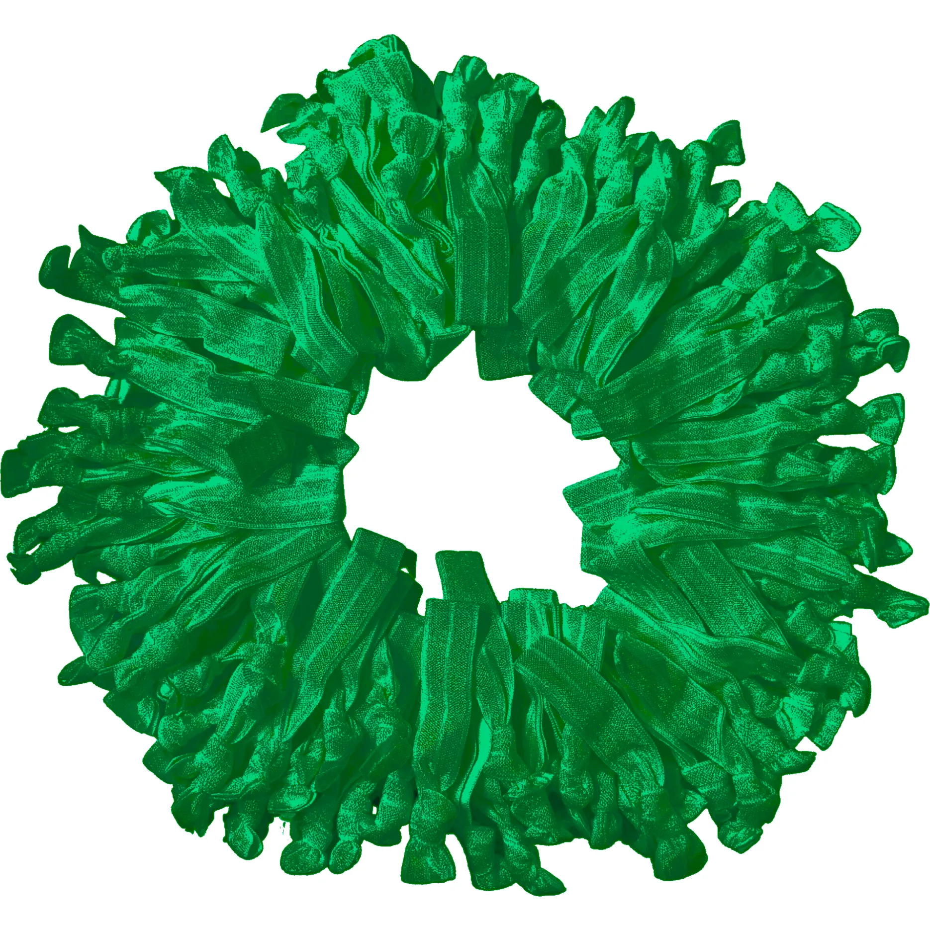 Green Ribbon Hair Ties - 100 Pack