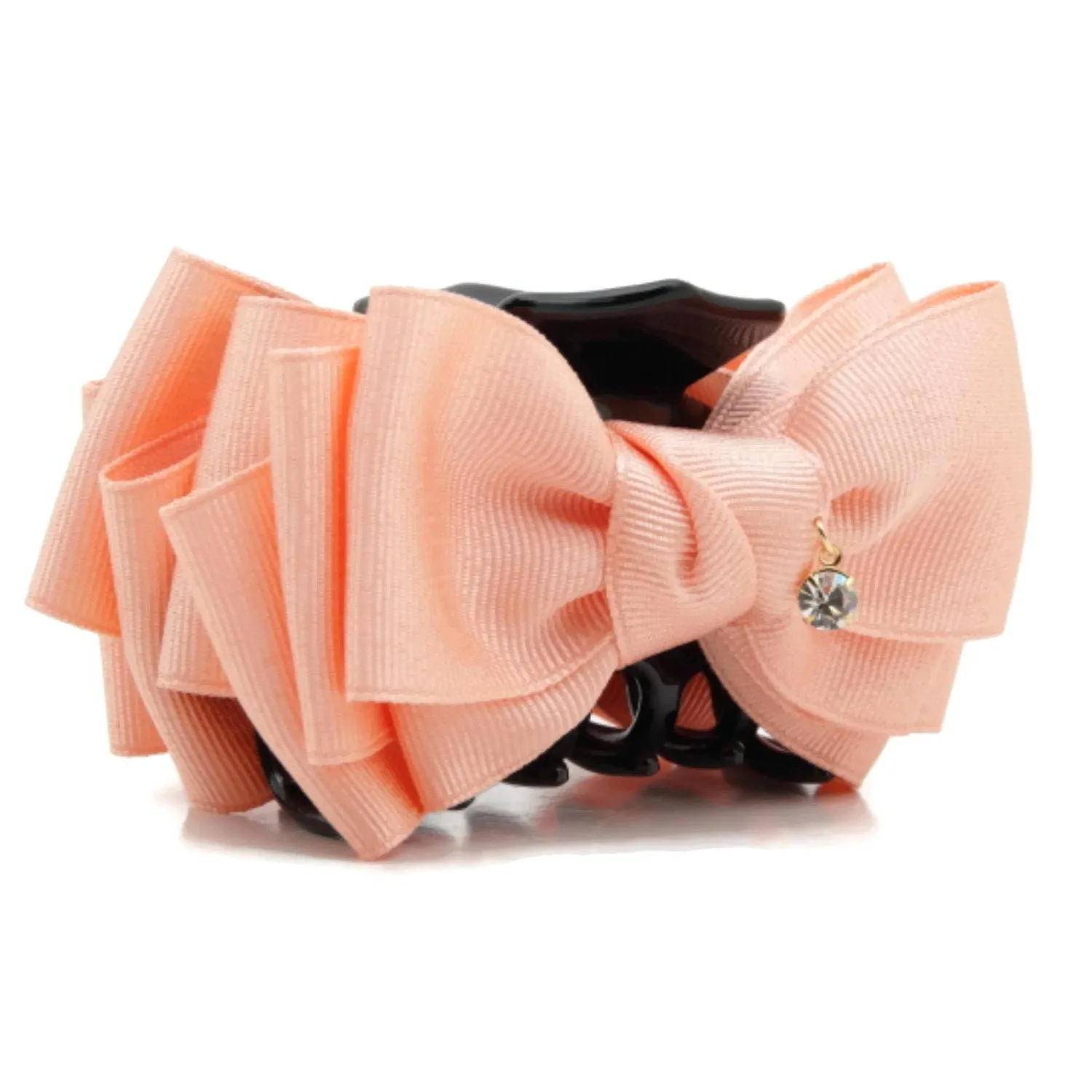 Handmade Grosgrain Solid Color Multi Layer Bow Hair Jaw Claw Clip