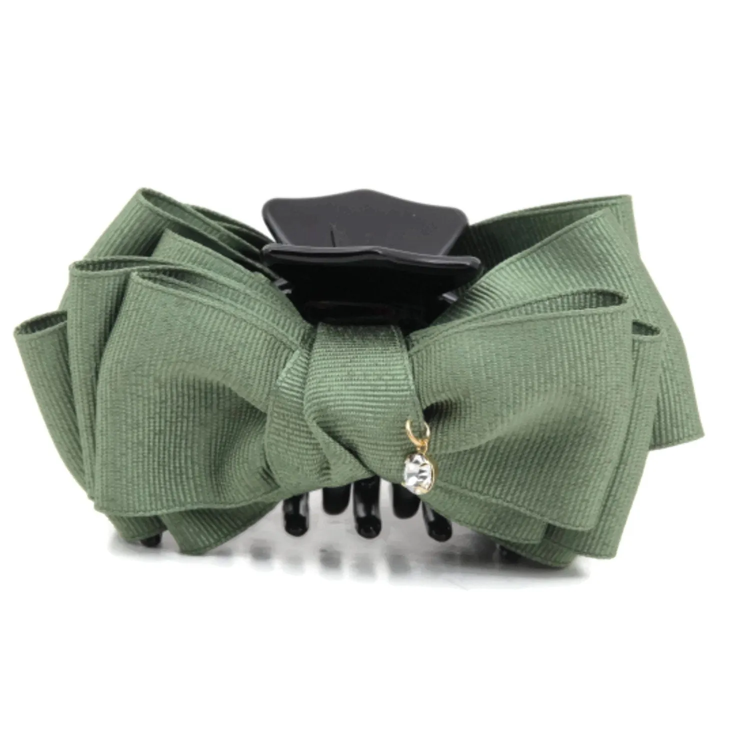 Handmade Grosgrain Solid Color Multi Layer Bow Hair Jaw Claw Clip