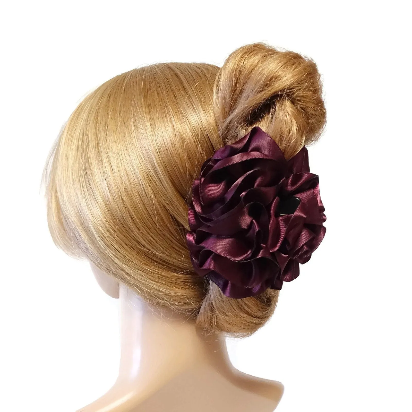 Handmade Ruffle Wave Fabric Flower Hair Jaw Claw Clip Accessories