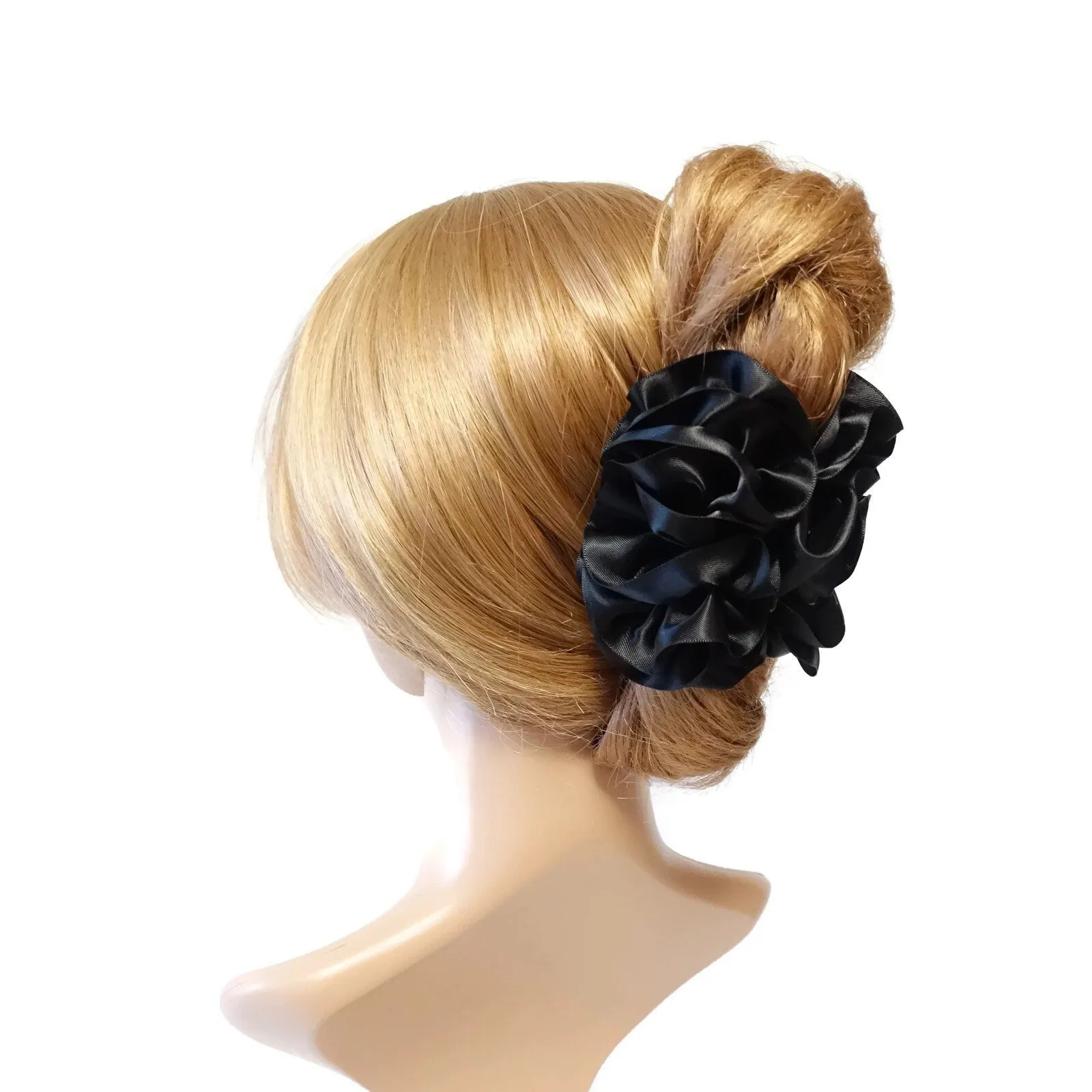 Handmade Ruffle Wave Fabric Flower Hair Jaw Claw Clip Accessories