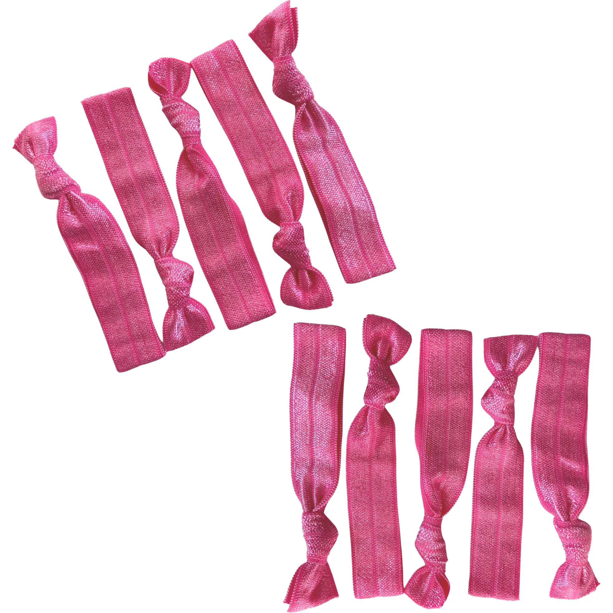 Hot Pink Ribbon Hair Ties - 10