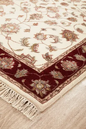 INDIAN HANDMADE FINE WOOL & SILK RUG -300X80CM