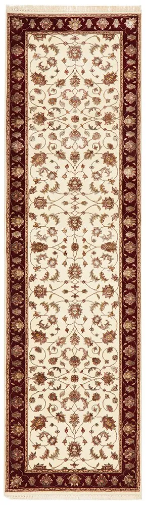 INDIAN HANDMADE FINE WOOL & SILK RUG -300X80CM