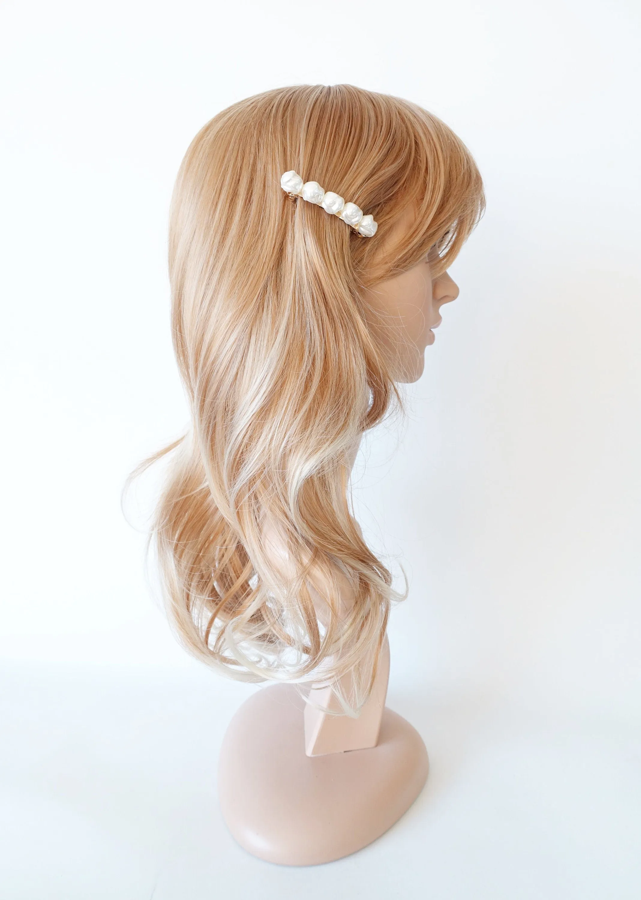 irregular pearl embellished french hair barrette women hair accessories