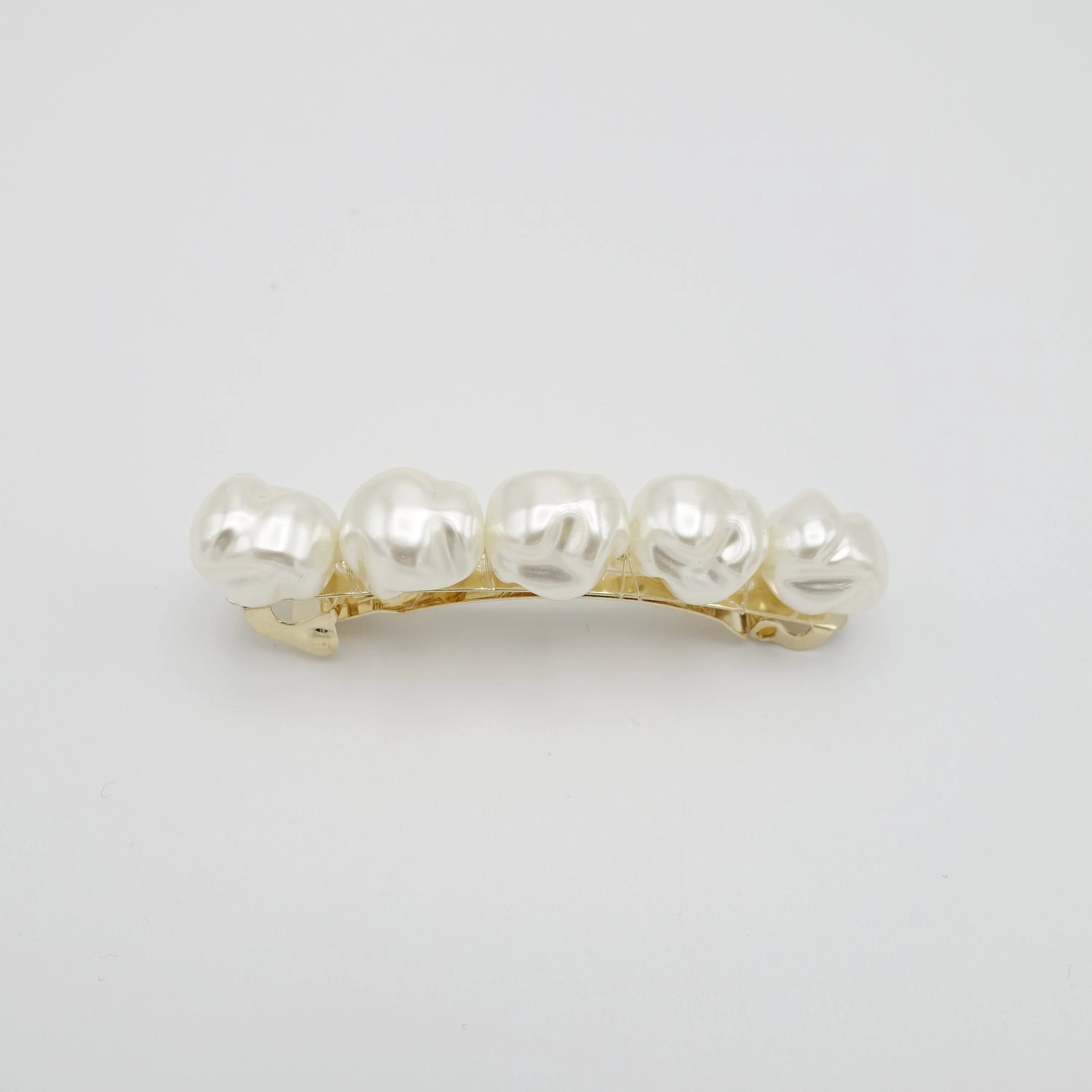 irregular pearl embellished french hair barrette women hair accessories