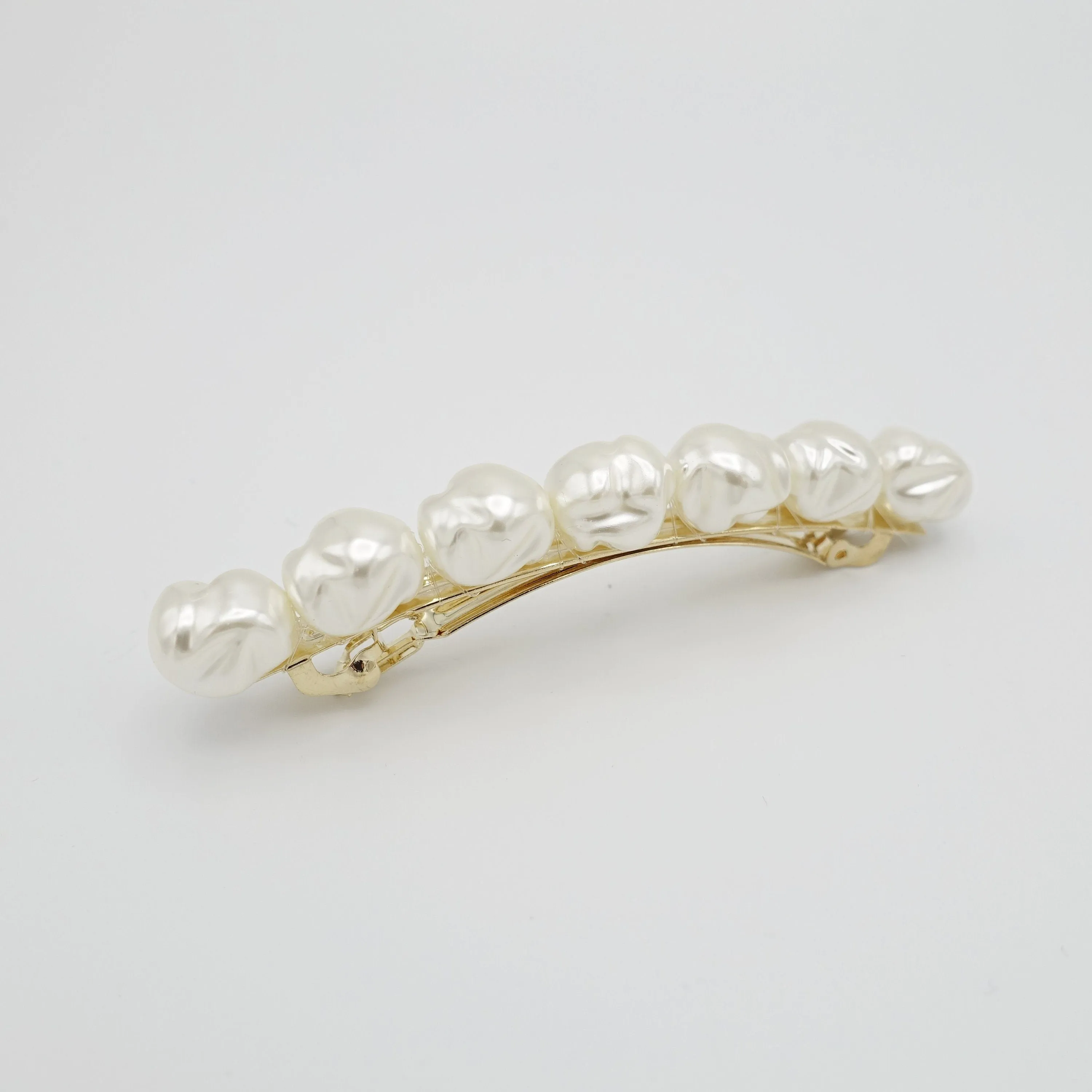 irregular pearl embellished french hair barrette women hair accessories