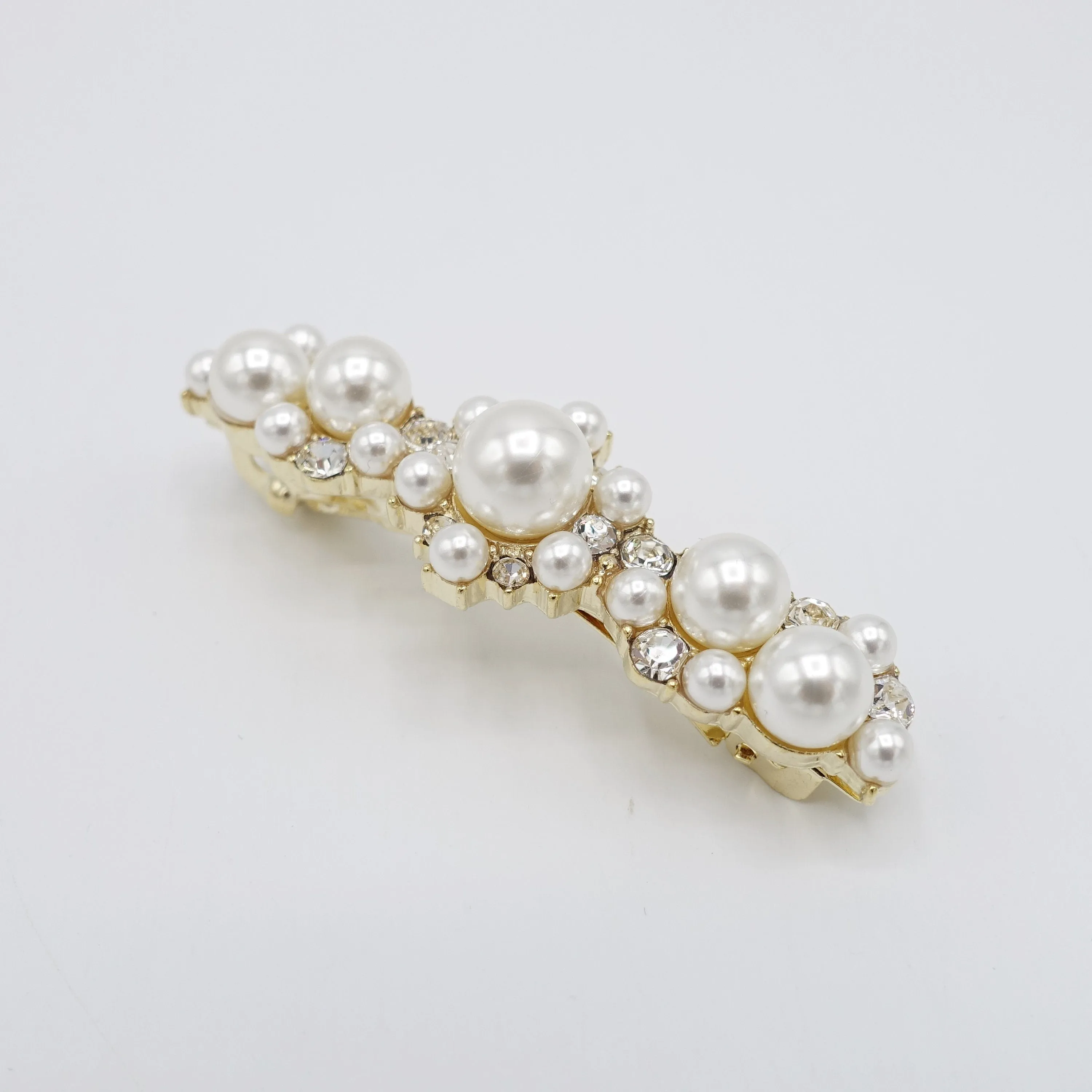 jewel flower hair barrette pearl rhinestone embellished hair accessory for women