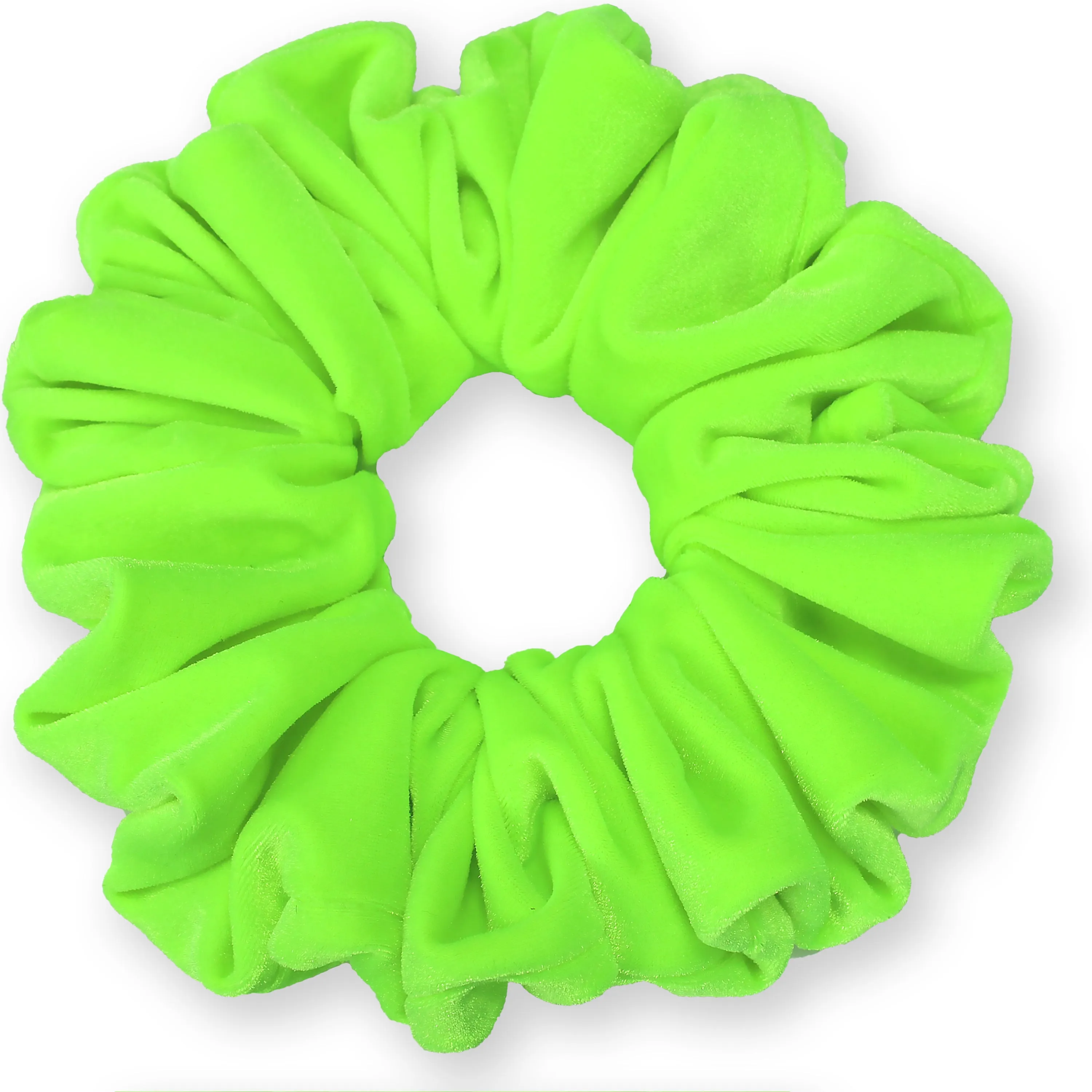 KING SIZE Velvet Scrunchies XXL Oversized Ponytail Holder Made in the USA Neon Green