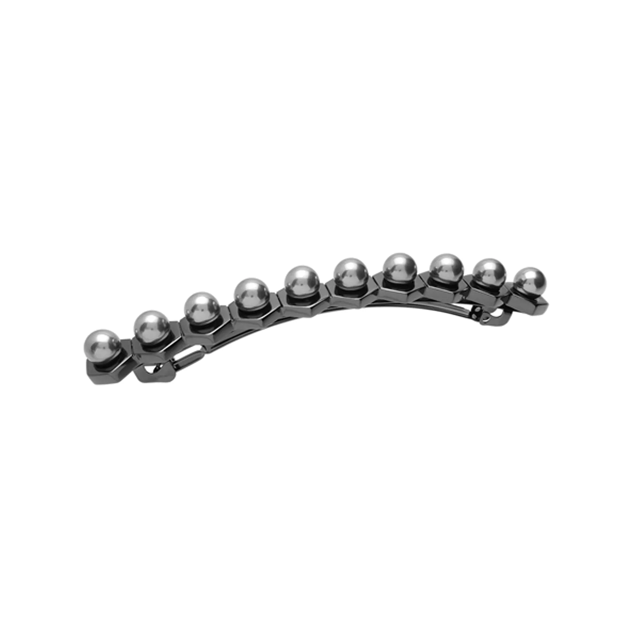 L. Erickson Hexagon Pearl Long and Skinny Hair Barrette