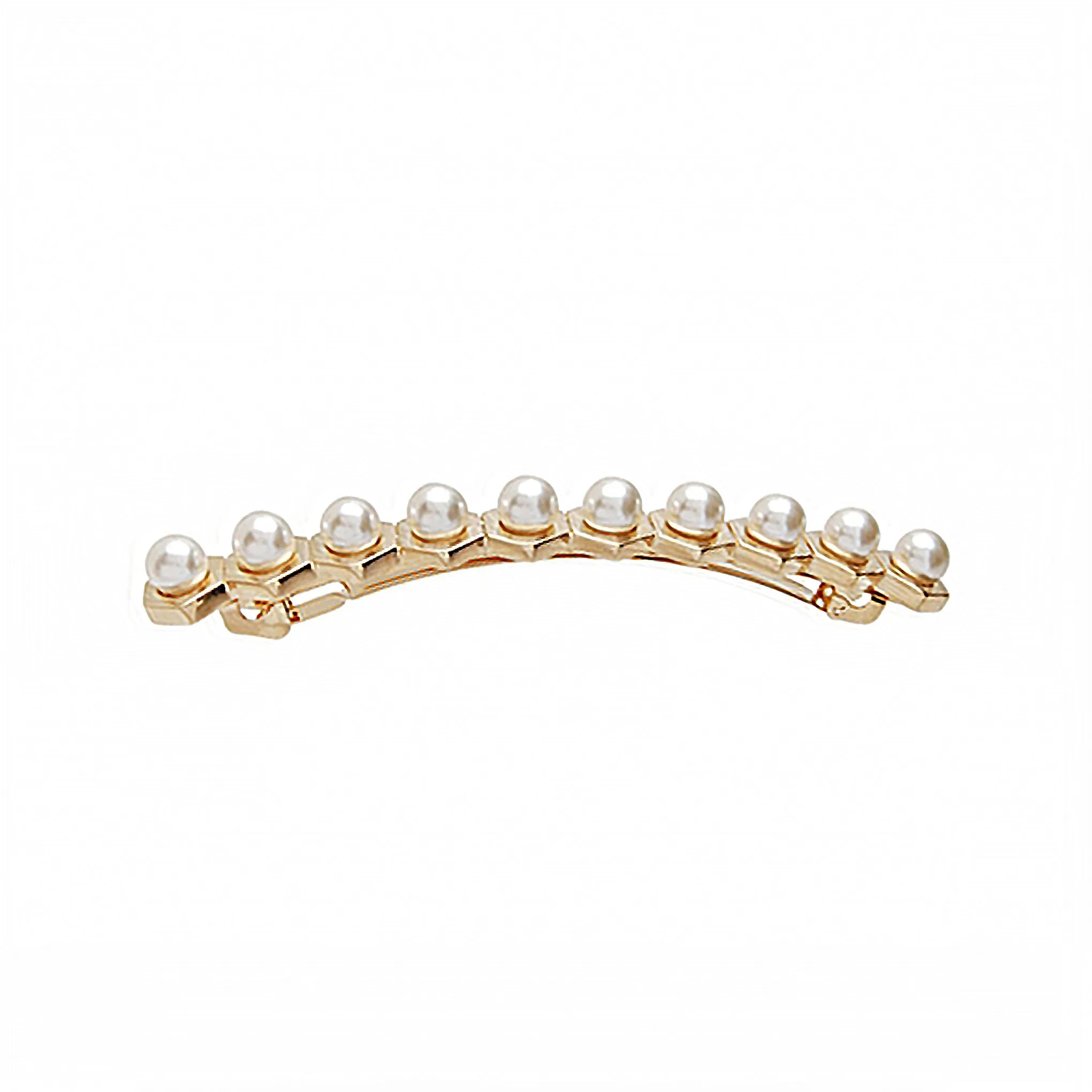 L. Erickson Hexagon Pearl Long and Skinny Hair Barrette