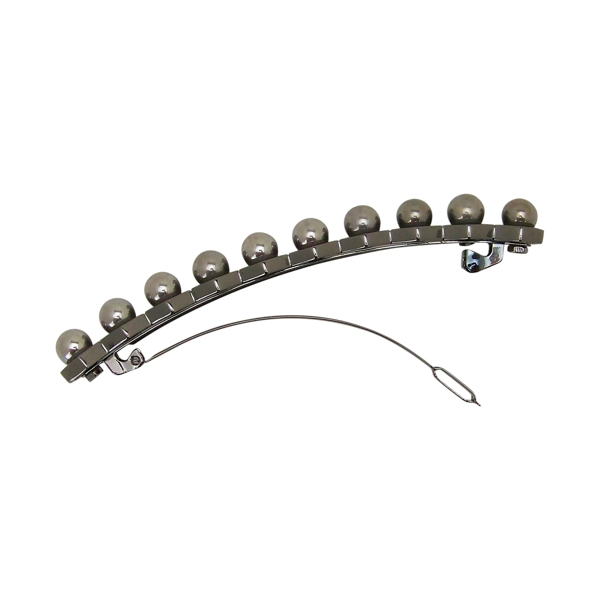 L. Erickson Hexagon Pearl Long and Skinny Hair Barrette