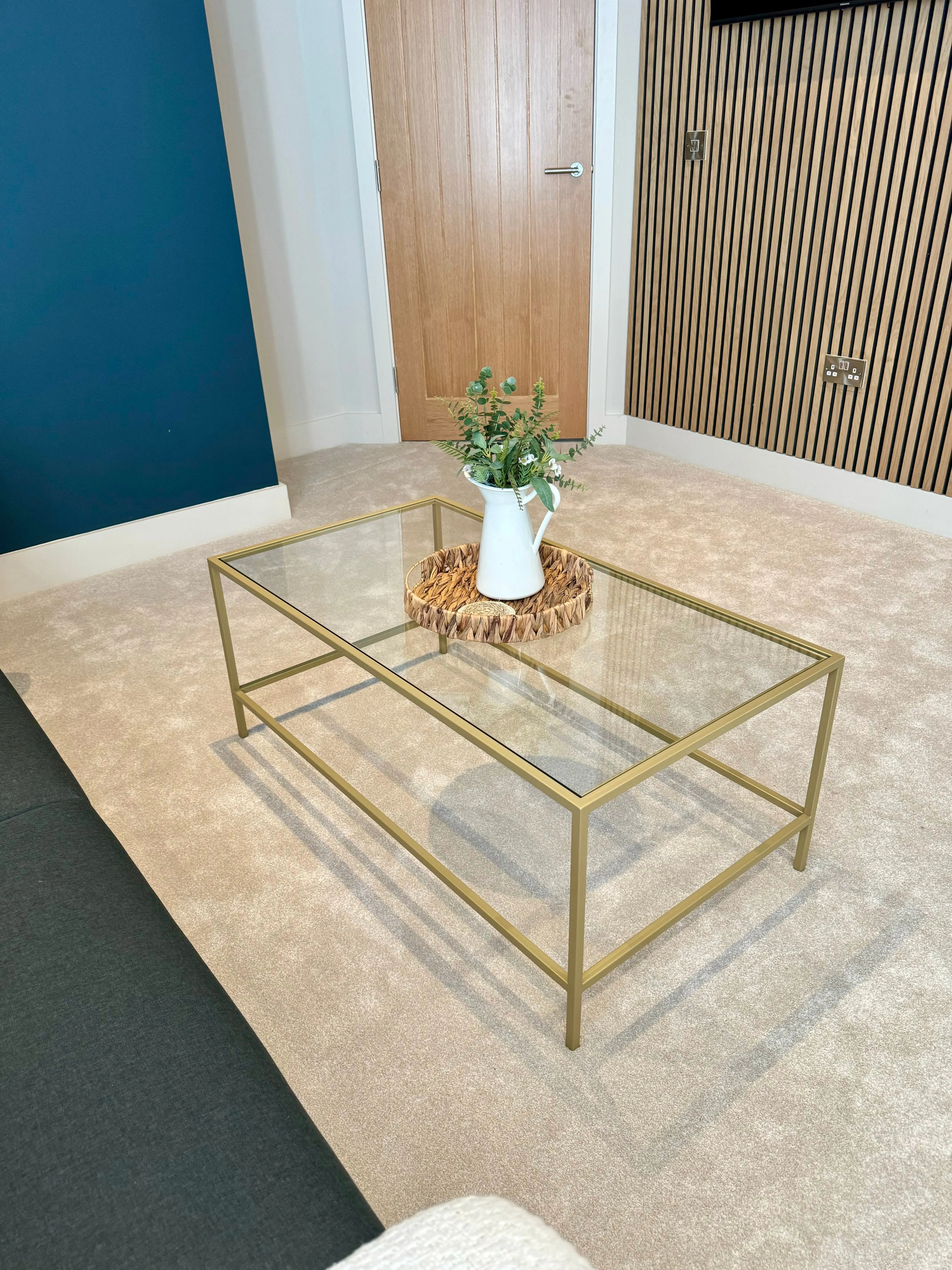 Madison Glass Metal Coffee Table - Gold