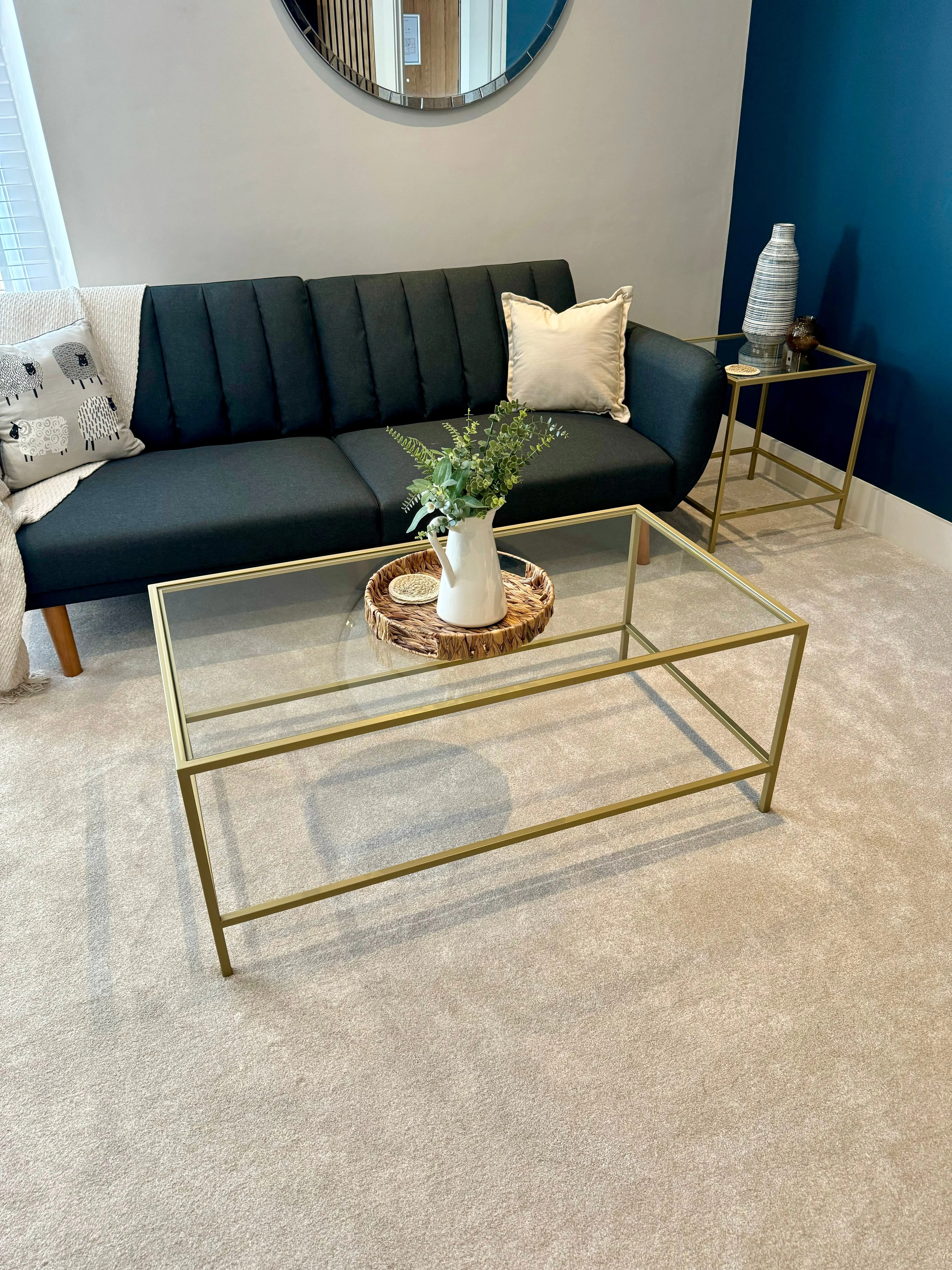 Madison Glass Metal Coffee Table - Gold